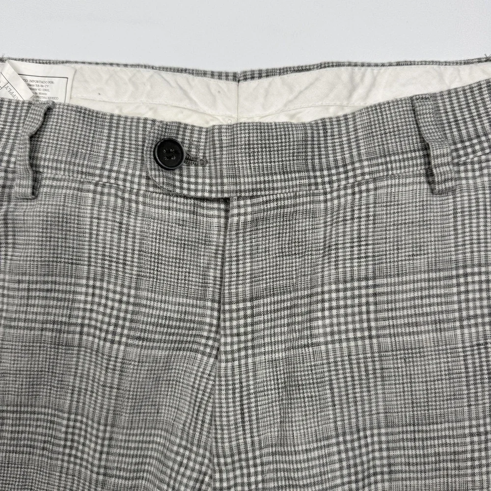 Suitsupply Dress Pants Mens 36x28 Gray Linen Plaid Brescia Int Summer Office